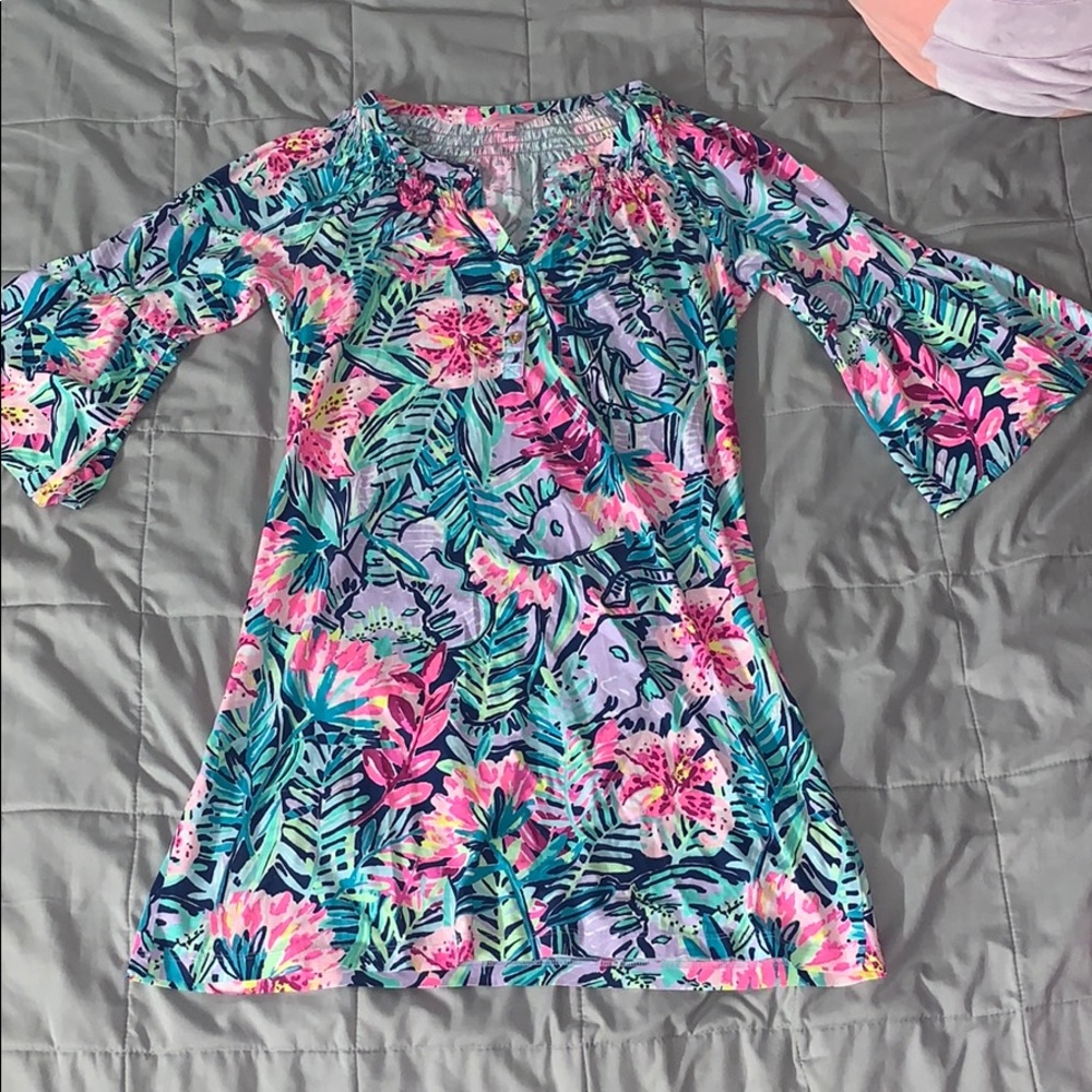 Lily Pulitzer floral dress with frilly sleeves